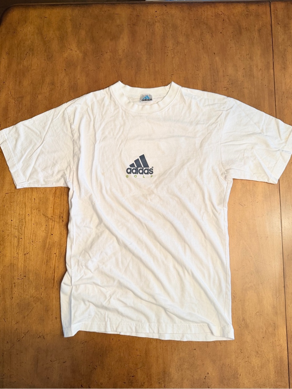 Vintage Adidas Golf T-Shirt White Spell Out Logo Graphic Tee Size M